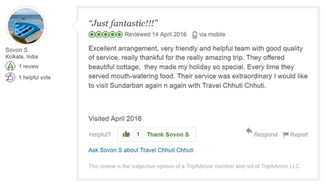 Excellent arrangement, very friendly and helpful team with good quality of service, really thankful for the really amazing trip. They offered beautiful cottage,  they made my holiday so special. Every time they served mouth-watering food. Their service was extraordinary I would like to visit Sundarban again n again with Travel Chhuti Chhuti.
